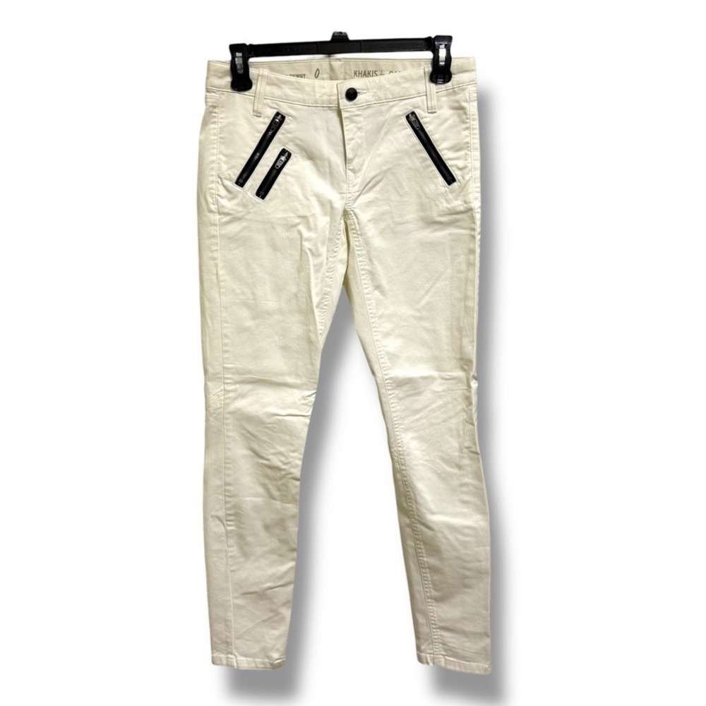 GAP Khakis by GAP Super Skinny Pants Size 0 NWT Ivory Zip Pocket Stretch Moto‎